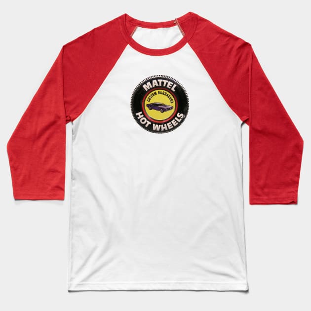 Hot Wheels "Custom Barracuda" Red Line Button Baseball T-Shirt by offsetvinylfilm